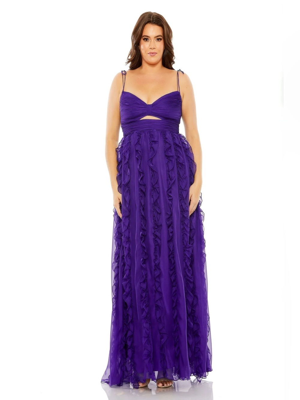 Mac Duggal 68543 NWT Plus Size Ruffle Chiffon Evening Gown